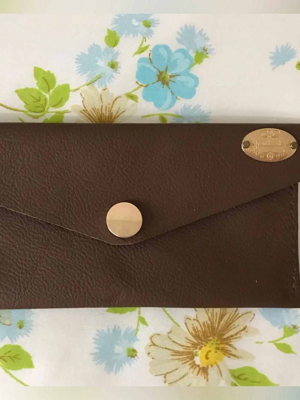 Handmade Genuine Brown Leather Passport Wallet - Slim Travel Organizer